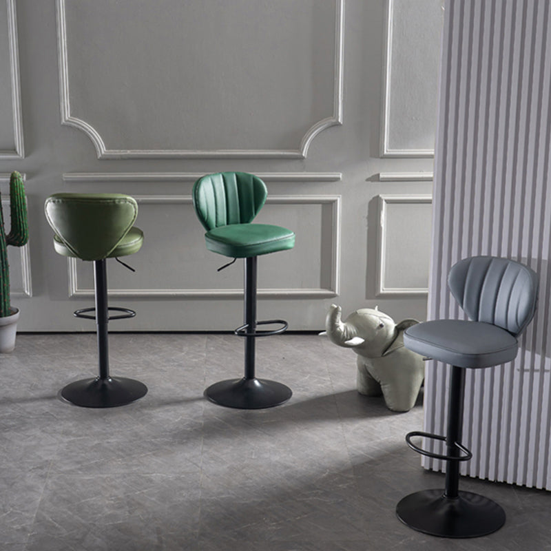 Modern Adjustable Height Swivel Stool Leather Upholstered Stool