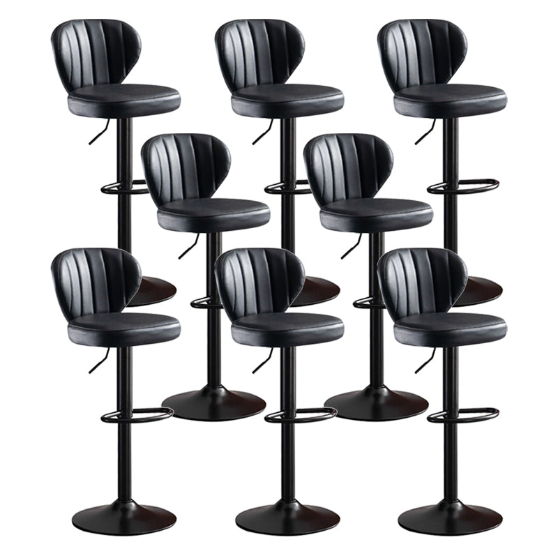 Modern Adjustable Height Swivel Stool Leather Upholstered Stool