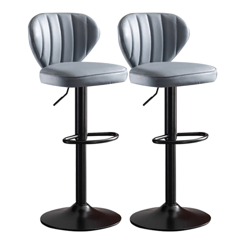 Modern Adjustable Height Swivel Stool Leather Upholstered Stool