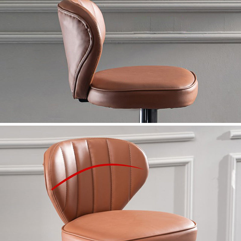 Modern Adjustable Height Swivel Stool Leather Upholstered Stool
