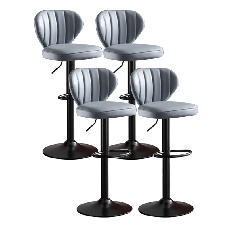 Modern Adjustable Height Swivel Stool Leather Upholstered Stool
