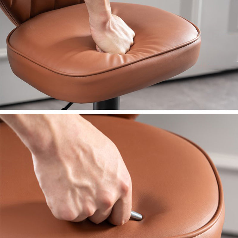 Modern Adjustable Height Swivel Stool Leather Upholstered Stool