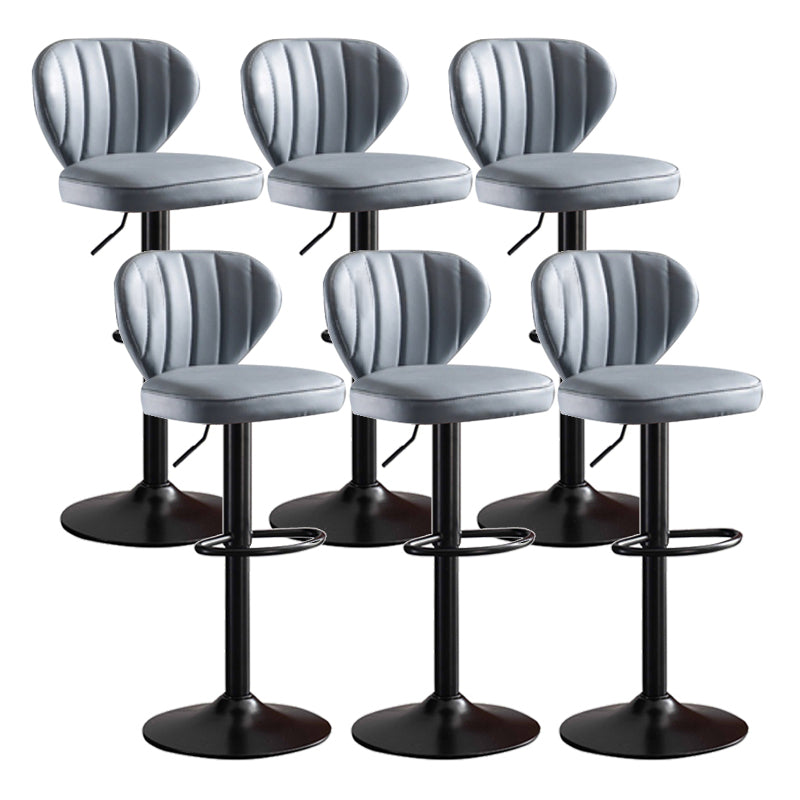 Modern Adjustable Height Swivel Stool Leather Upholstered Stool