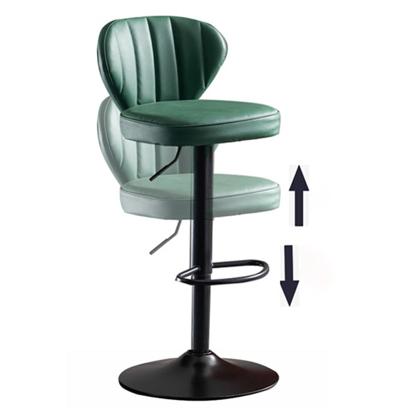 Modern Adjustable Height Swivel Stool Leather Upholstered Stool