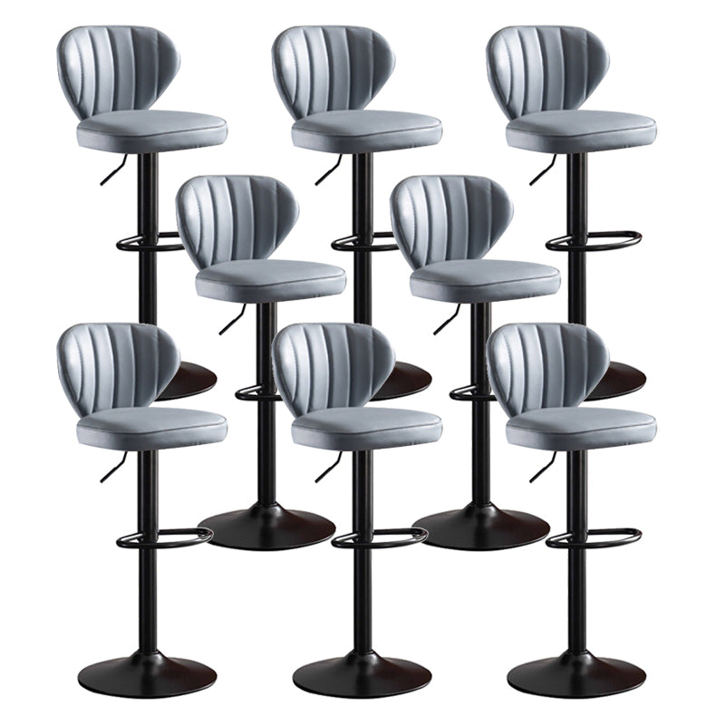 Modern Adjustable Height Swivel Stool Leather Upholstered Stool