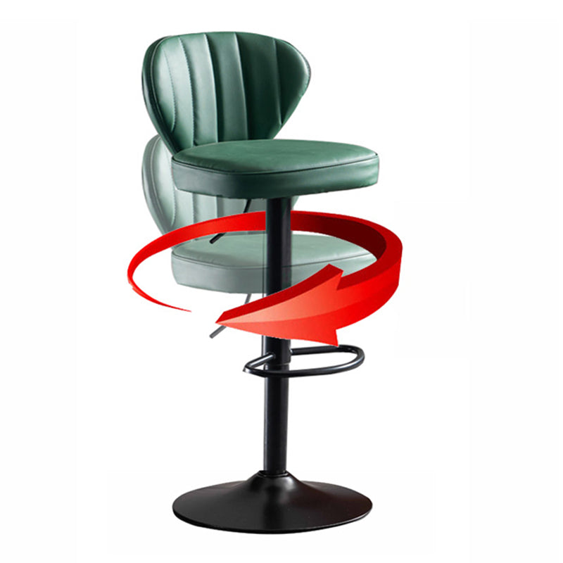 Modern Adjustable Height Swivel Stool Leather Upholstered Stool