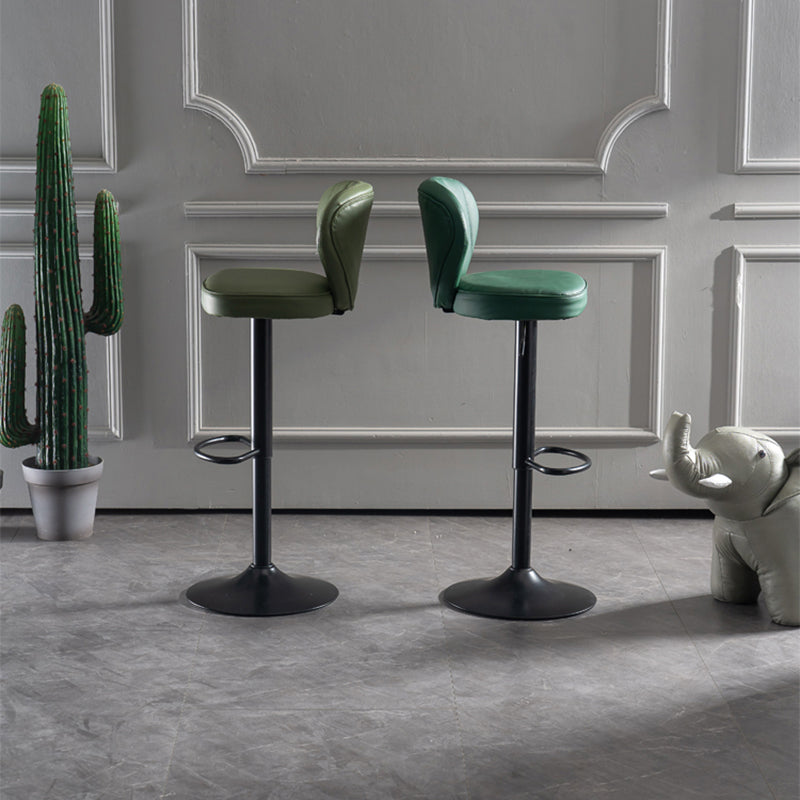 Modern Adjustable Height Swivel Stool Leather Upholstered Stool