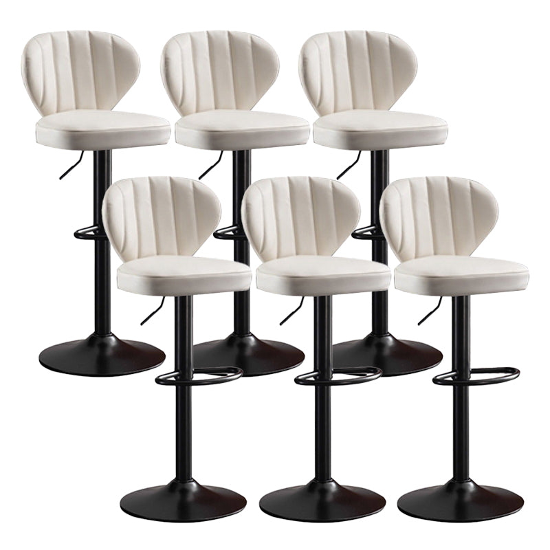 Modern Adjustable Height Swivel Stool Leather Upholstered Stool