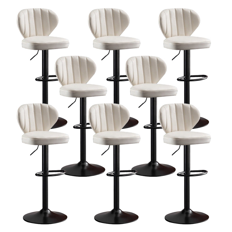 Modern Adjustable Height Swivel Stool Leather Upholstered Stool