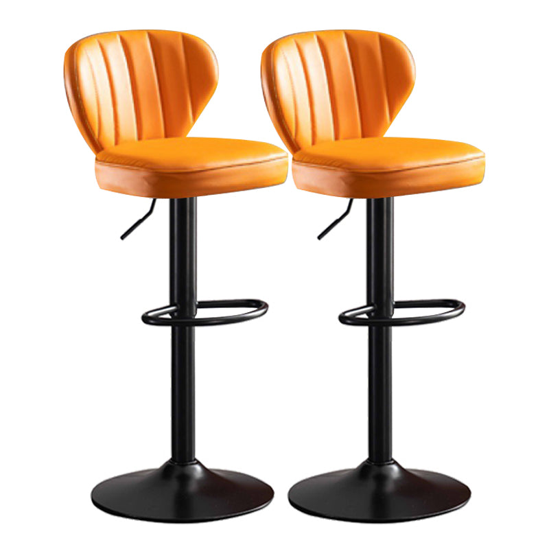 Modern Adjustable Height Swivel Stool Leather Upholstered Stool