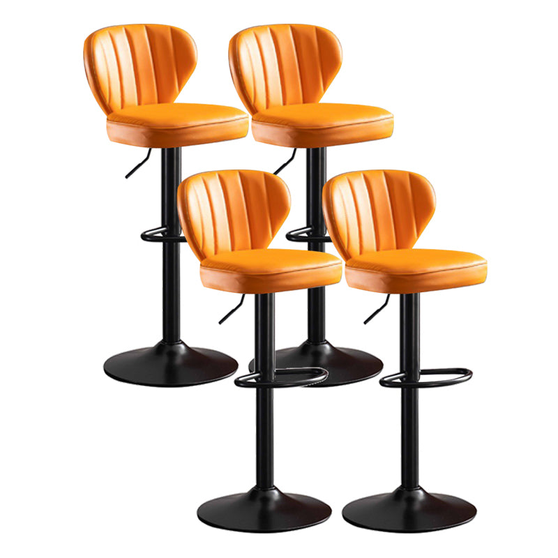Modern Adjustable Height Swivel Stool Leather Upholstered Stool