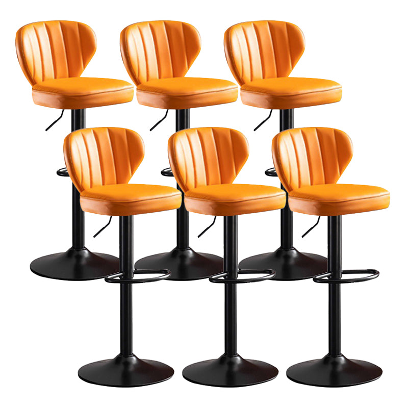 Modern Adjustable Height Swivel Stool Leather Upholstered Stool