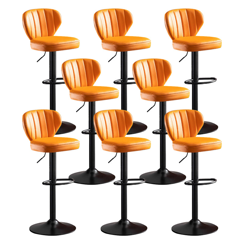 Modern Adjustable Height Swivel Stool Leather Upholstered Stool