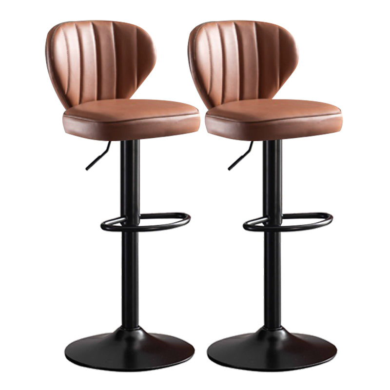 Modern Adjustable Height Swivel Stool Leather Upholstered Stool