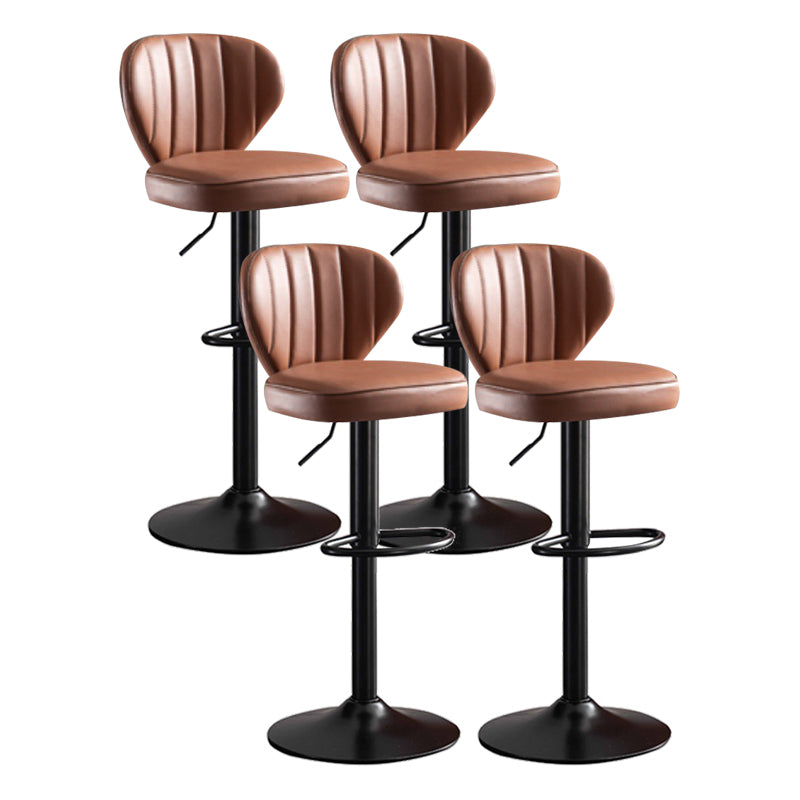 Modern Adjustable Height Swivel Stool Leather Upholstered Stool