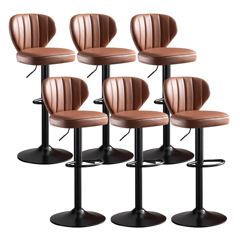 Modern Adjustable Height Swivel Stool Leather Upholstered Stool