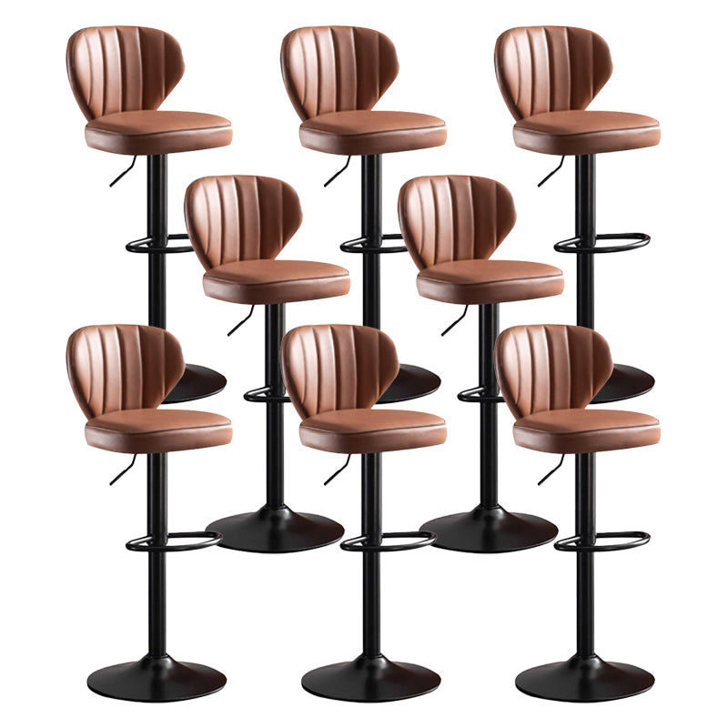 Modern Adjustable Height Swivel Stool Leather Upholstered Stool