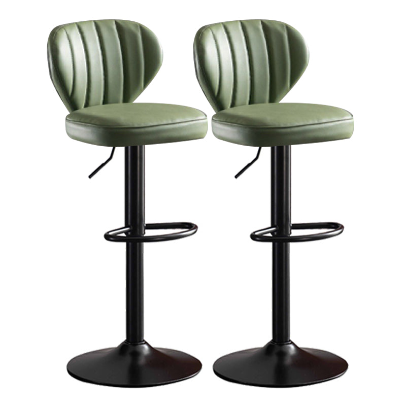 Modern Adjustable Height Swivel Stool Leather Upholstered Stool