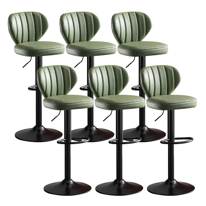 Modern Adjustable Height Swivel Stool Leather Upholstered Stool
