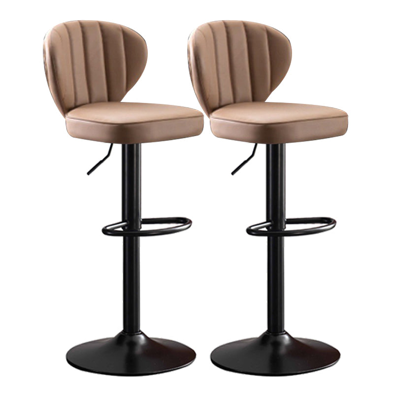 Modern Adjustable Height Swivel Stool Leather Upholstered Stool