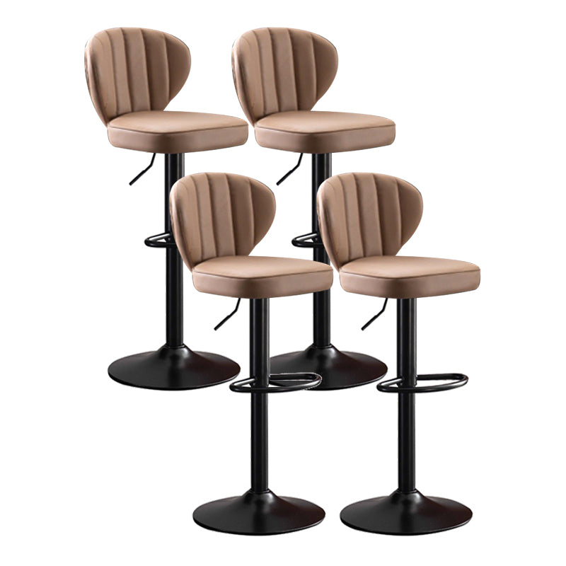Modern Adjustable Height Swivel Stool Leather Upholstered Stool