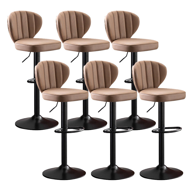 Modern Adjustable Height Swivel Stool Leather Upholstered Stool