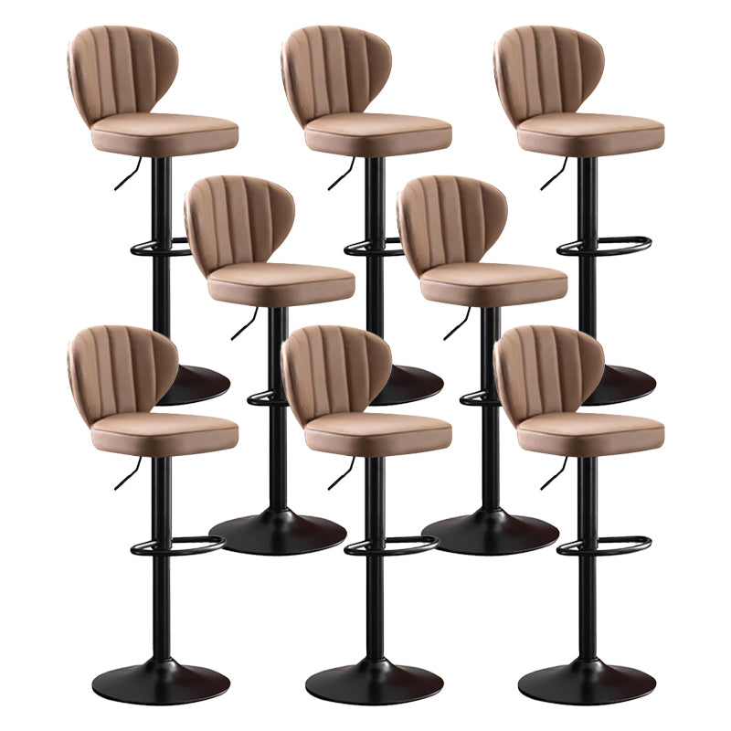 Modern Adjustable Height Swivel Stool Leather Upholstered Stool