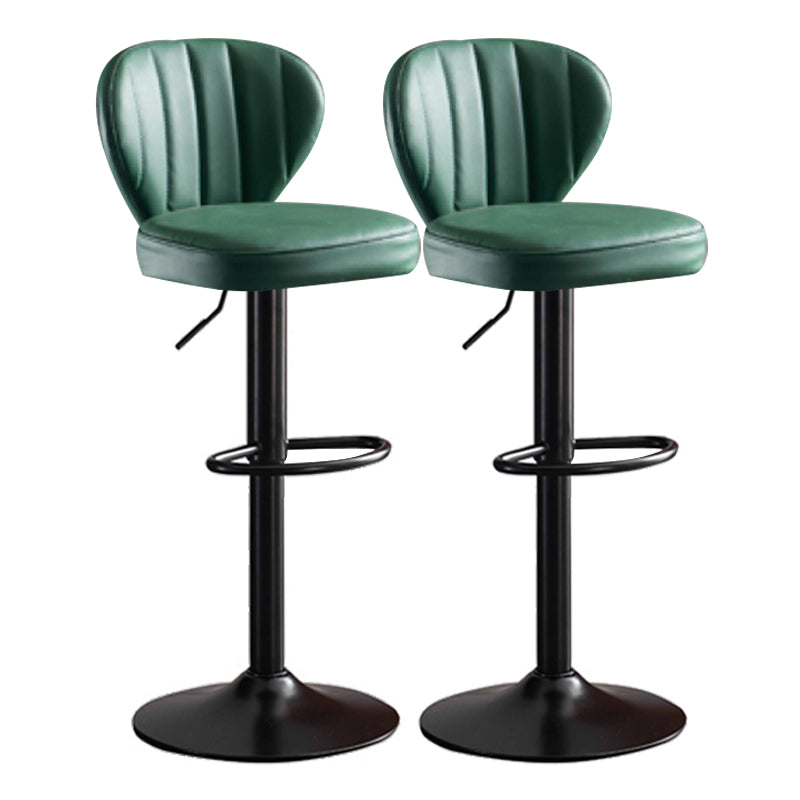 Modern Adjustable Height Swivel Stool Leather Upholstered Stool