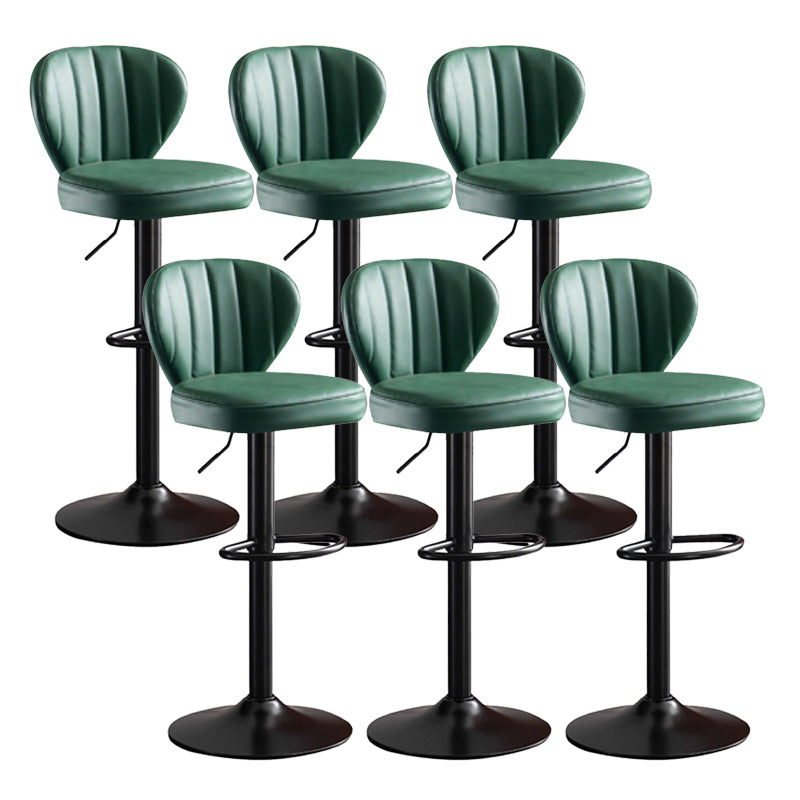 Modern Adjustable Height Swivel Stool Leather Upholstered Stool
