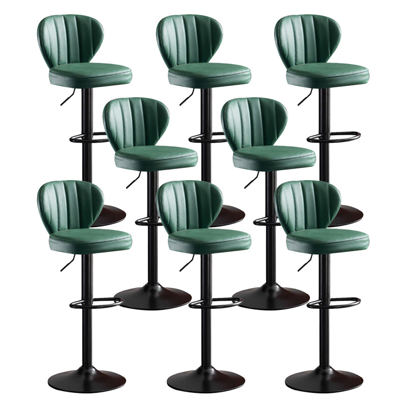 Modern Adjustable Height Swivel Stool Leather Upholstered Stool