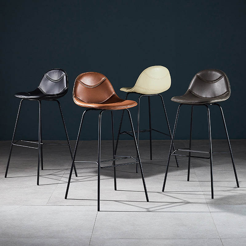 Low Back Bar & Counter Stool Bucket Industrial Quilted Leather Counter Stool