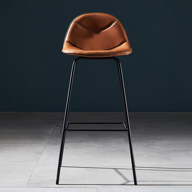 Low Back Bar & Counter Stool Bucket Industrial Quilted Leather Counter Stool