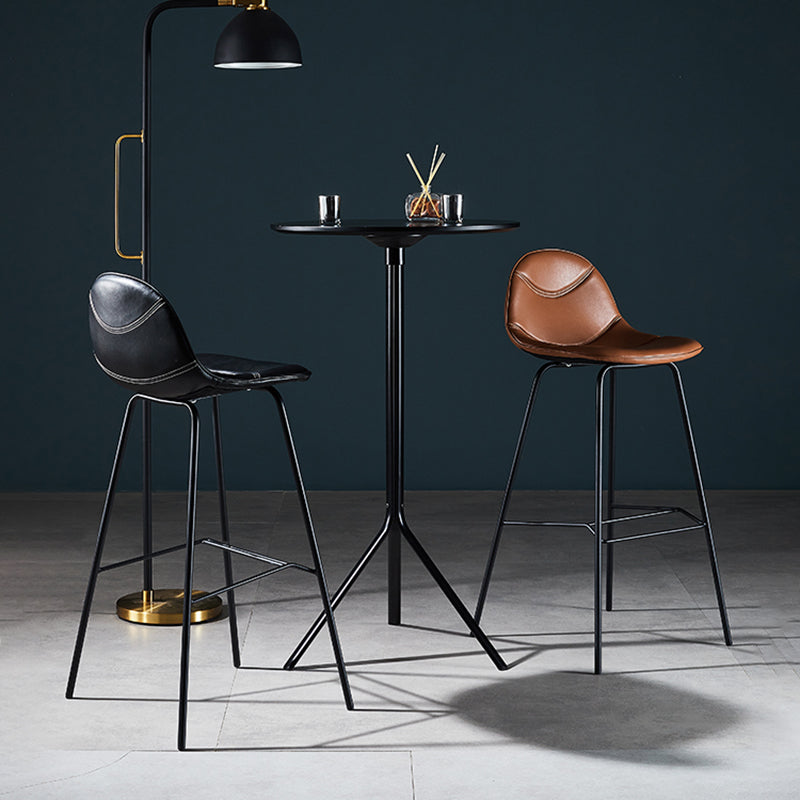 Low Back Bar & Counter Stool Bucket Industrial Quilted Leather Counter Stool