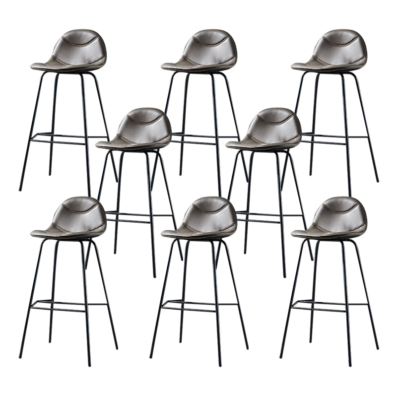 Low Back Bar & Counter Stool Bucket Industrial Quilted Leather Counter Stool