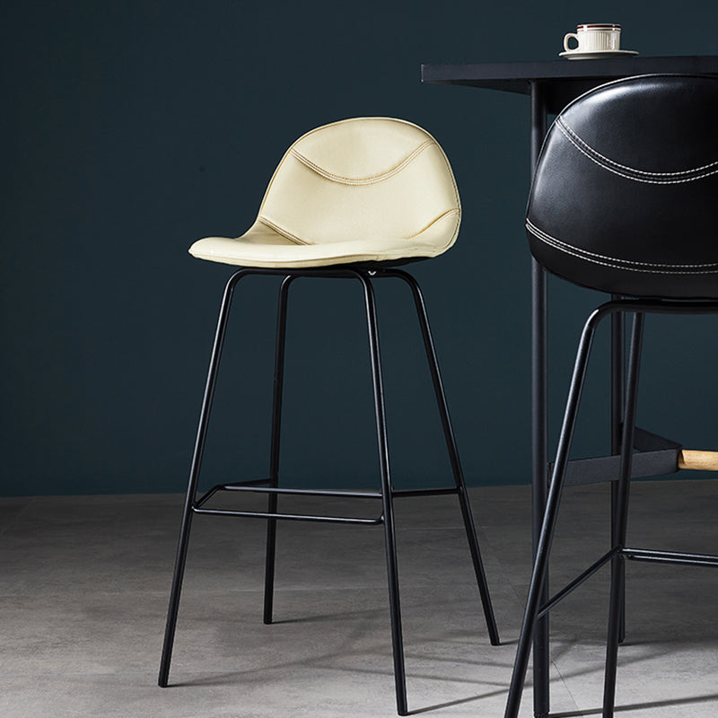 Low Back Bar & Counter Stool Bucket Industrial Quilted Leather Counter Stool