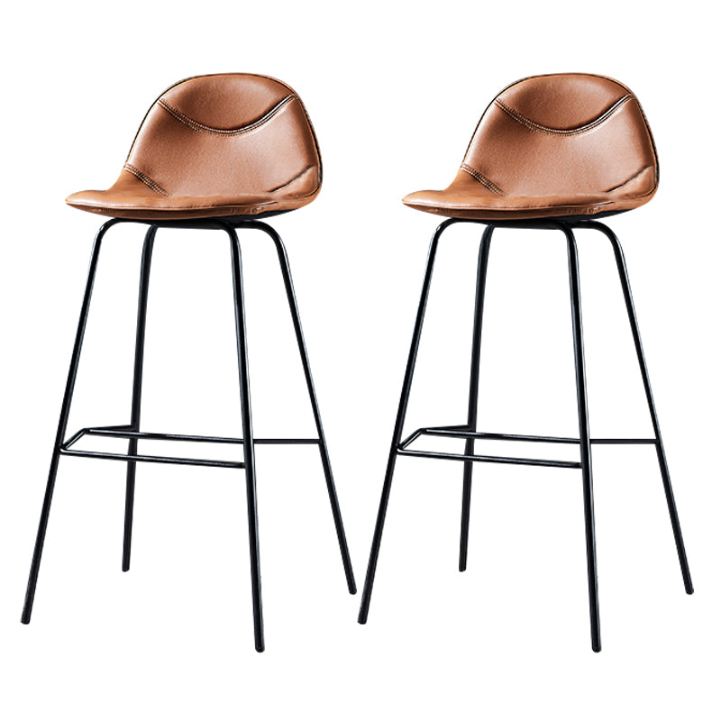 Low Back Bar & Counter Stool Bucket Industrial Quilted Leather Counter Stool