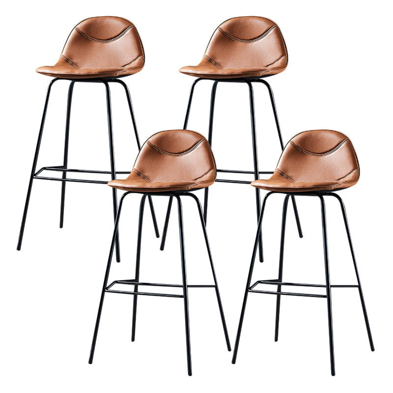 Low Back Bar & Counter Stool Bucket Industrial Quilted Leather Counter Stool