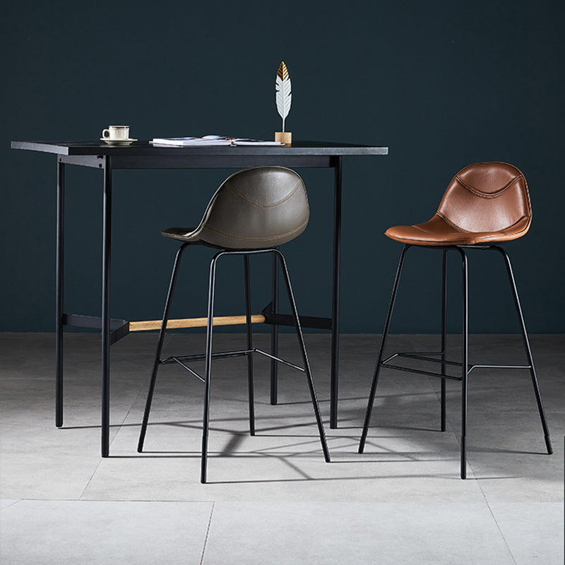 Low Back Bar & Counter Stool Bucket Industrial Quilted Leather Counter Stool