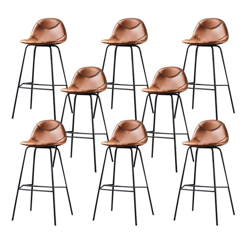 Low Back Bar & Counter Stool Bucket Industrial Quilted Leather Counter Stool