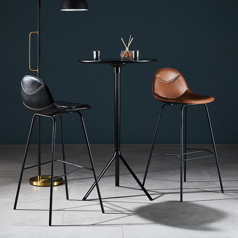 Low Back Bar & Counter Stool Bucket Industrial Quilted Leather Counter Stool