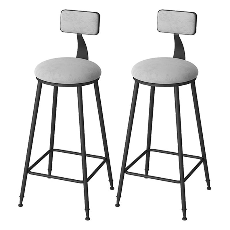Modern Footrest Bar Stool Low Back Grey Bar & Counter Stool for Living Room