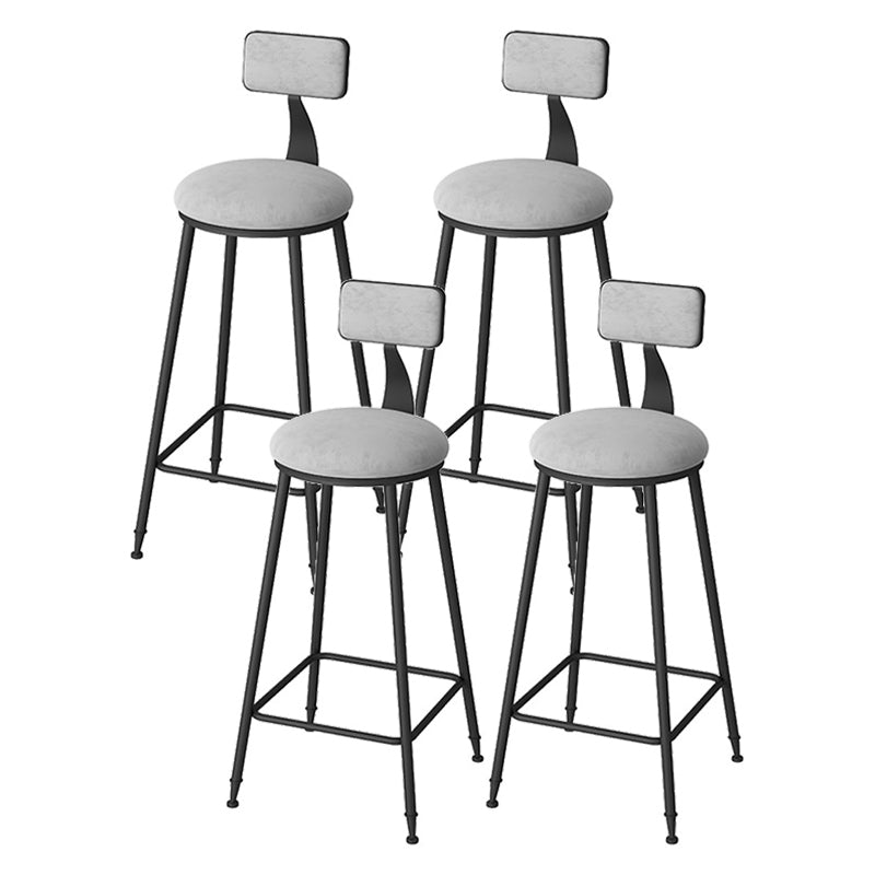 Modern Footrest Bar Stool Low Back Grey Bar & Counter Stool for Living Room
