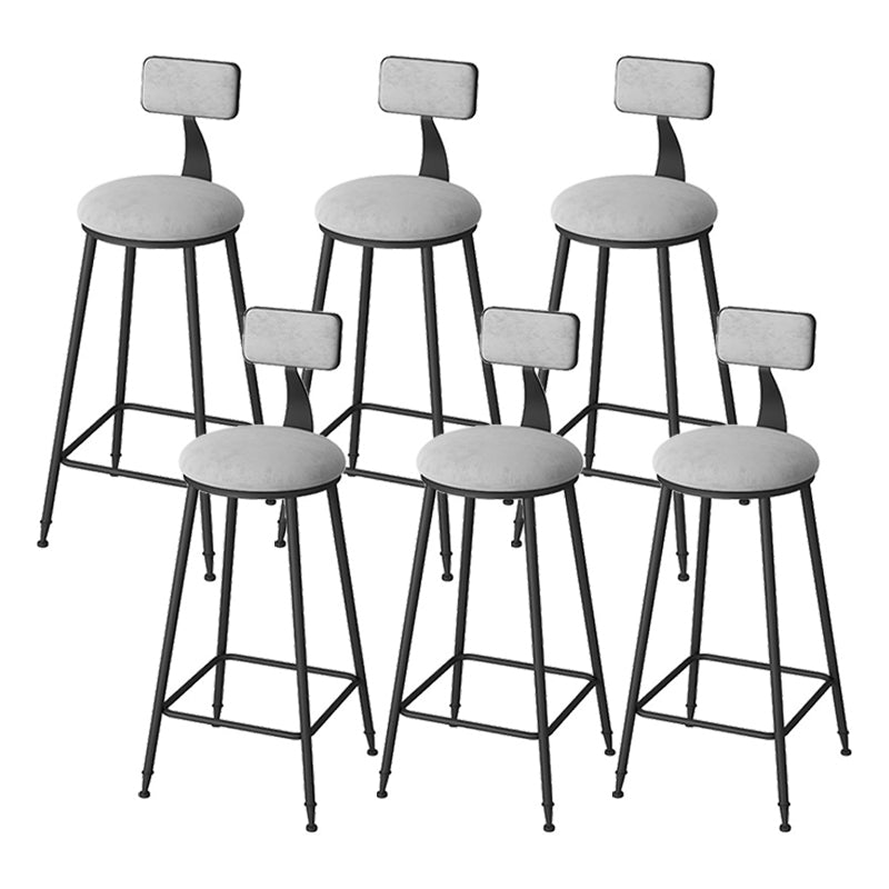 Modern Footrest Bar Stool Low Back Grey Bar & Counter Stool for Living Room