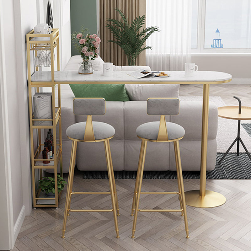 Modern Footrest Bar Stool Low Back Grey Bar & Counter Stool for Living Room