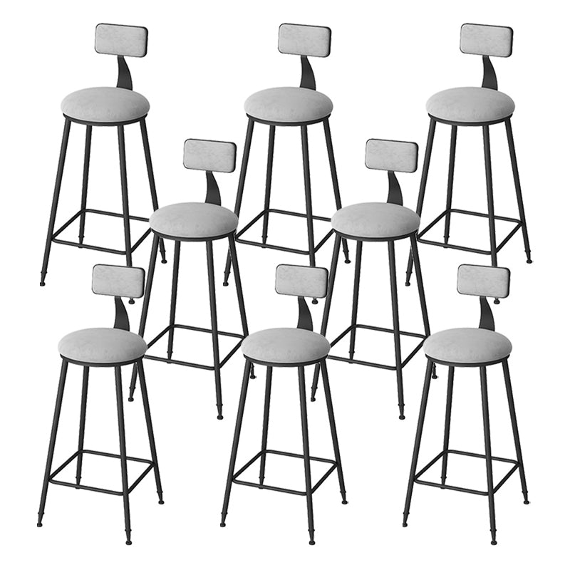 Modern Footrest Bar Stool Low Back Grey Bar & Counter Stool for Living Room