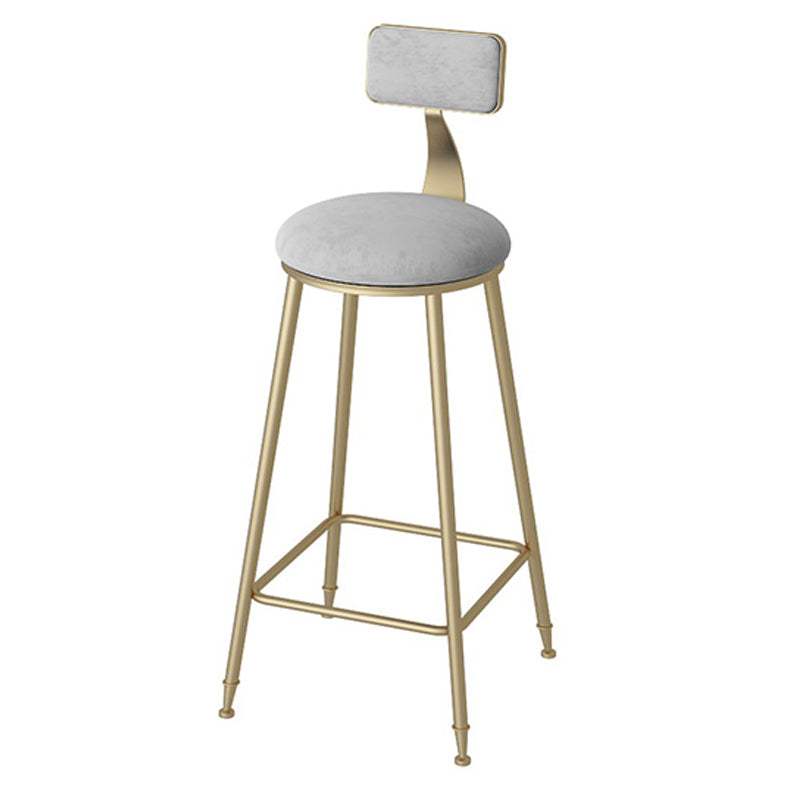 Modern Footrest Bar Stool Low Back Grey Bar & Counter Stool for Living Room