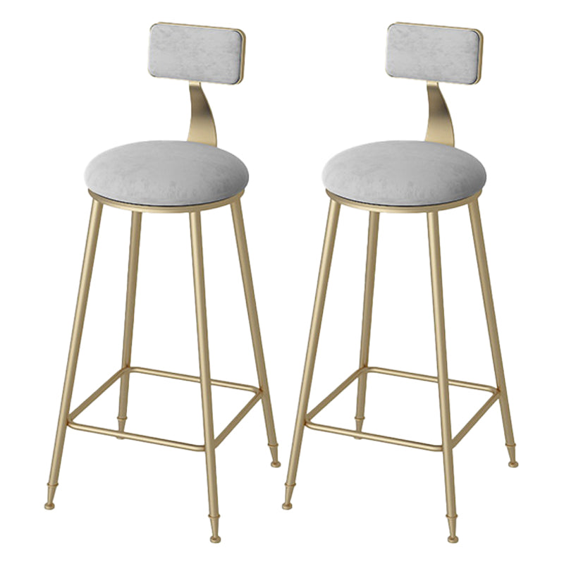 Modern Footrest Bar Stool Low Back Grey Bar & Counter Stool for Living Room
