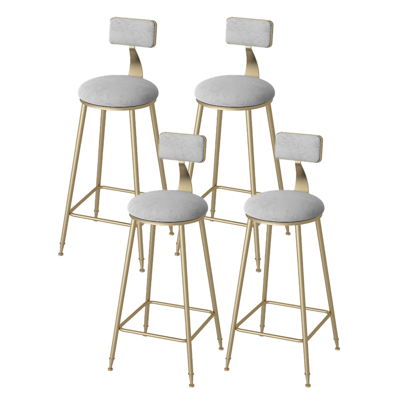 Modern Footrest Bar Stool Low Back Grey Bar & Counter Stool for Living Room