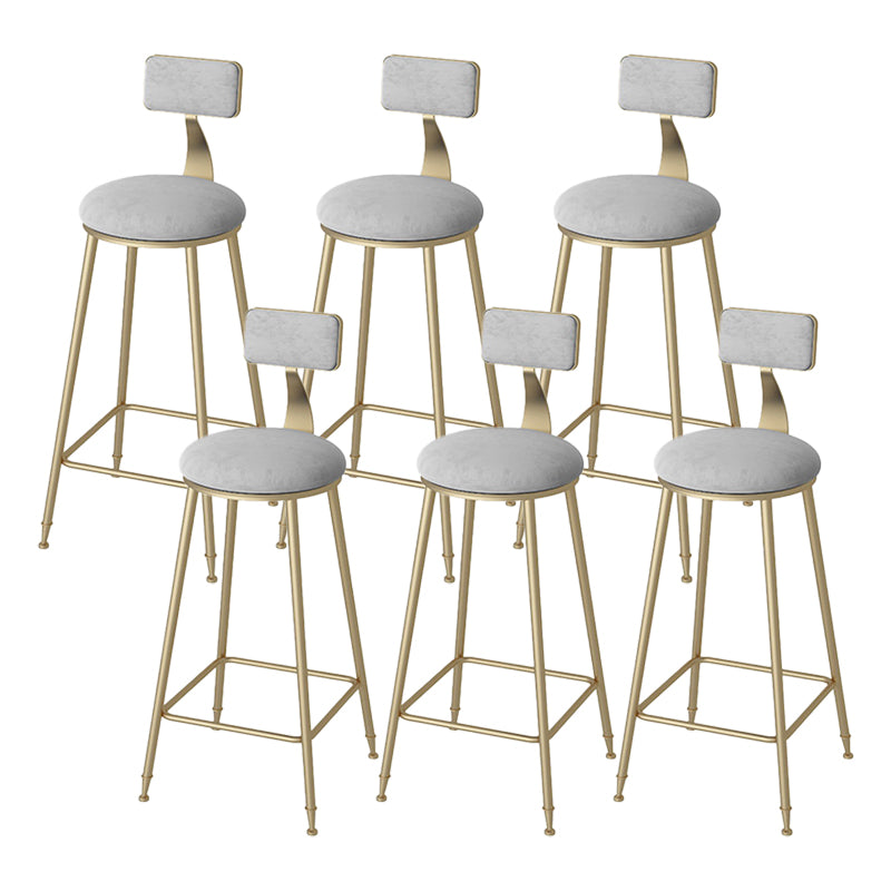 Modern Footrest Bar Stool Low Back Grey Bar & Counter Stool for Living Room