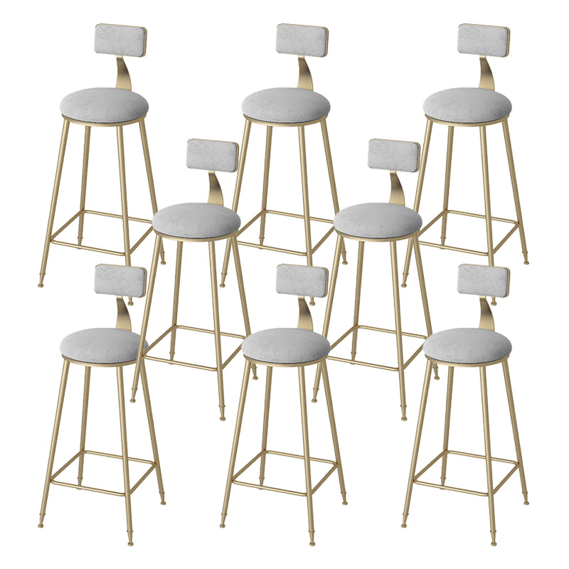 Modern Footrest Bar Stool Low Back Grey Bar & Counter Stool for Living Room